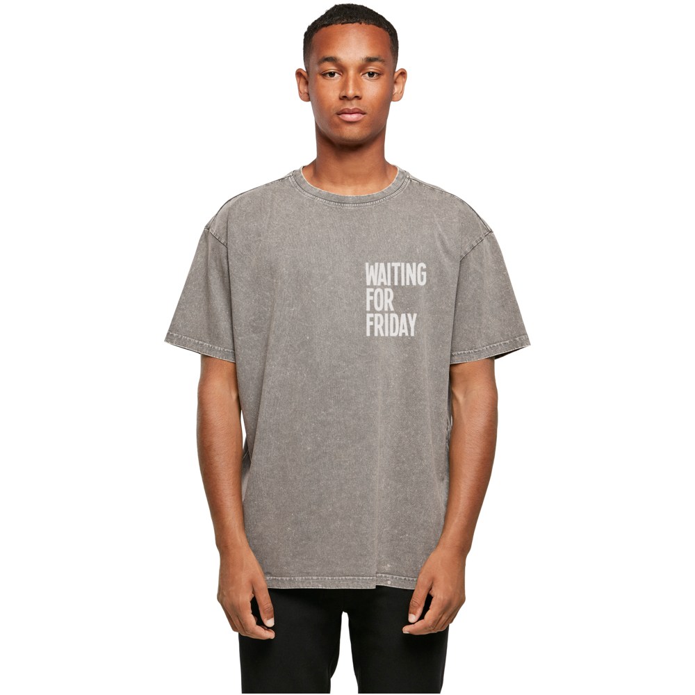 Mister Tee - Waiting For Friday Acid Washed Heavy Oversize Herren TShirt - Grau
